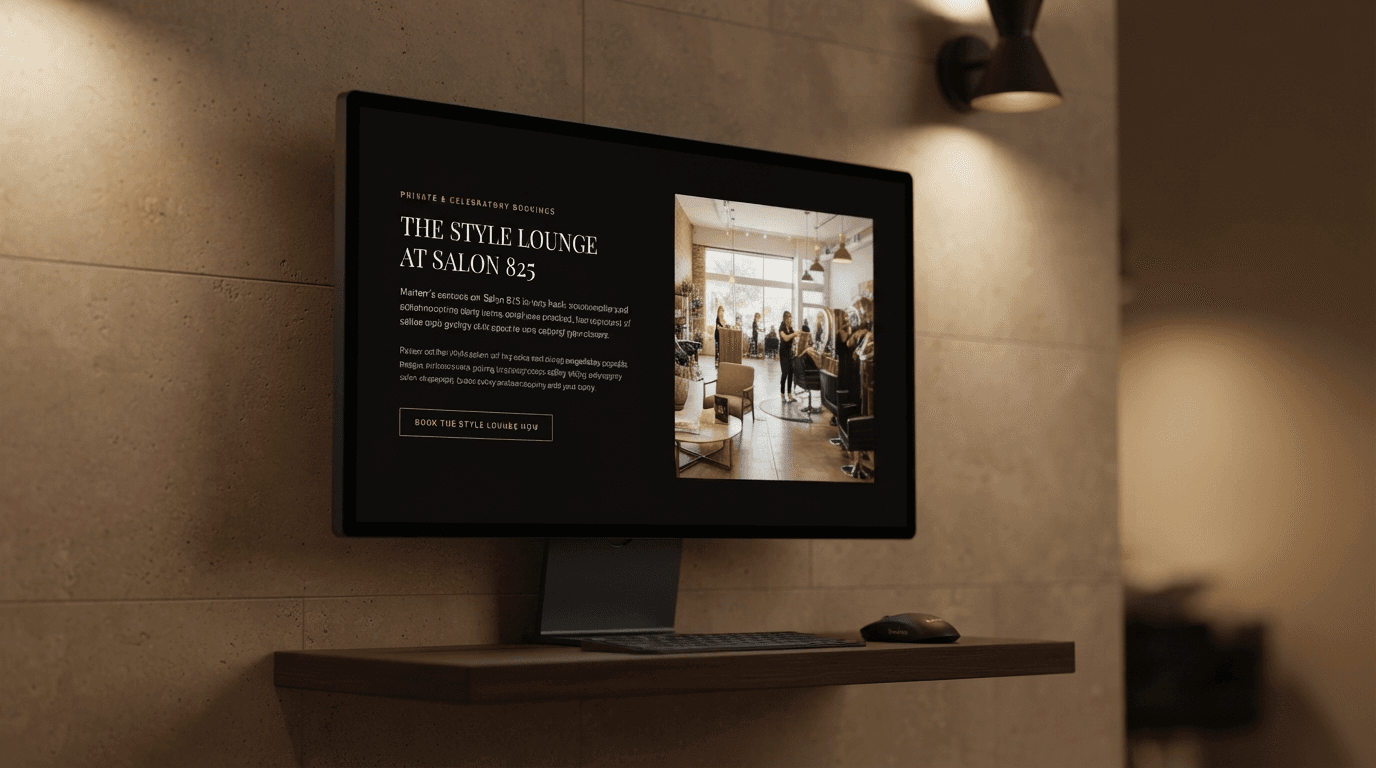 Dark Mode Detail — 'The Style Lounge' private and celebratory bookings