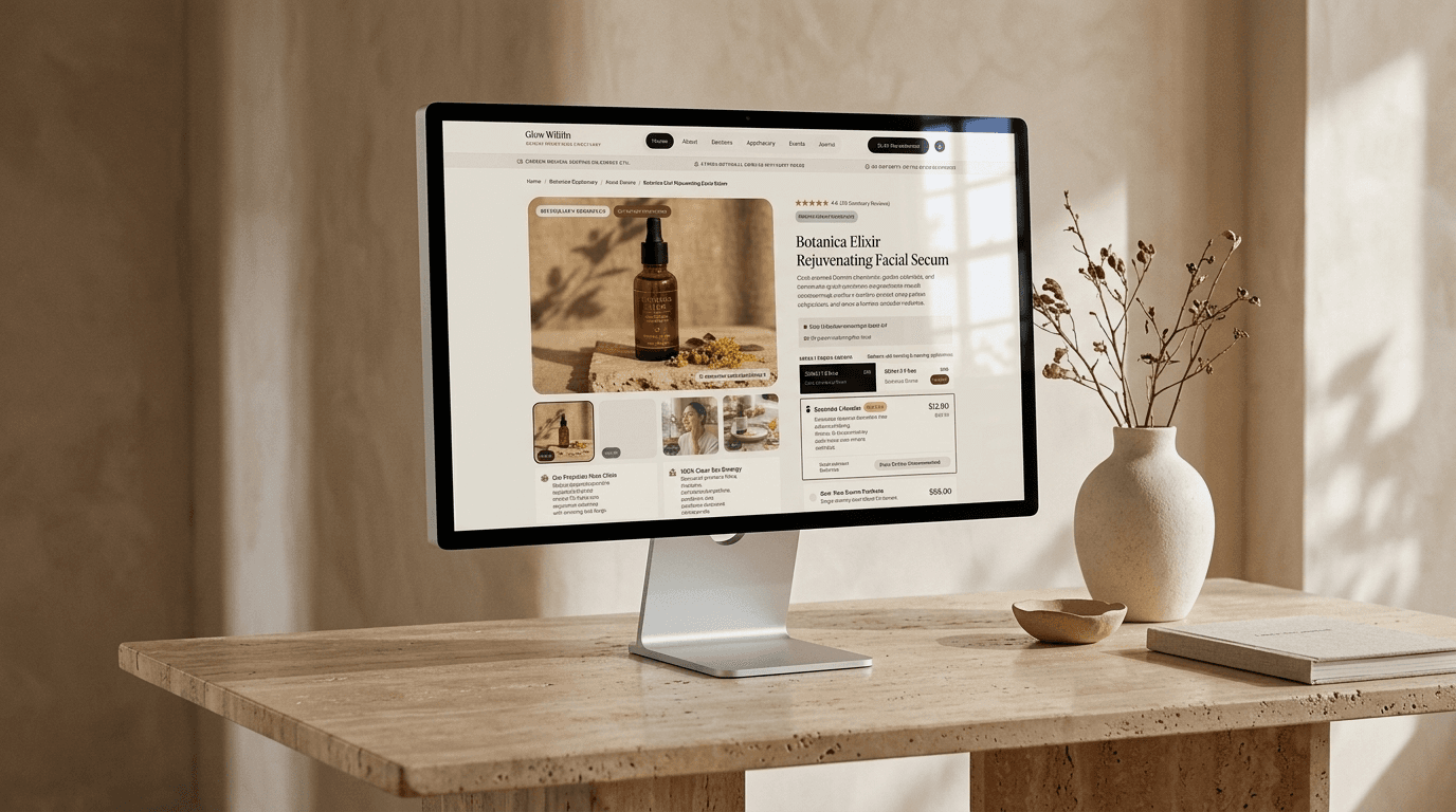 Apple Studio Display — Botanica Elixir Rejuvenating Facial Serum PDP