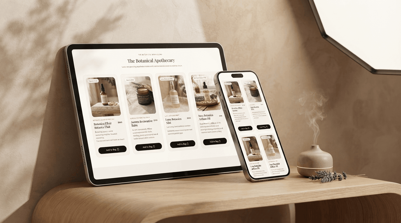 Tablet & Mobile Apothecary — Botanical Elixirs and Balms collection browsing
